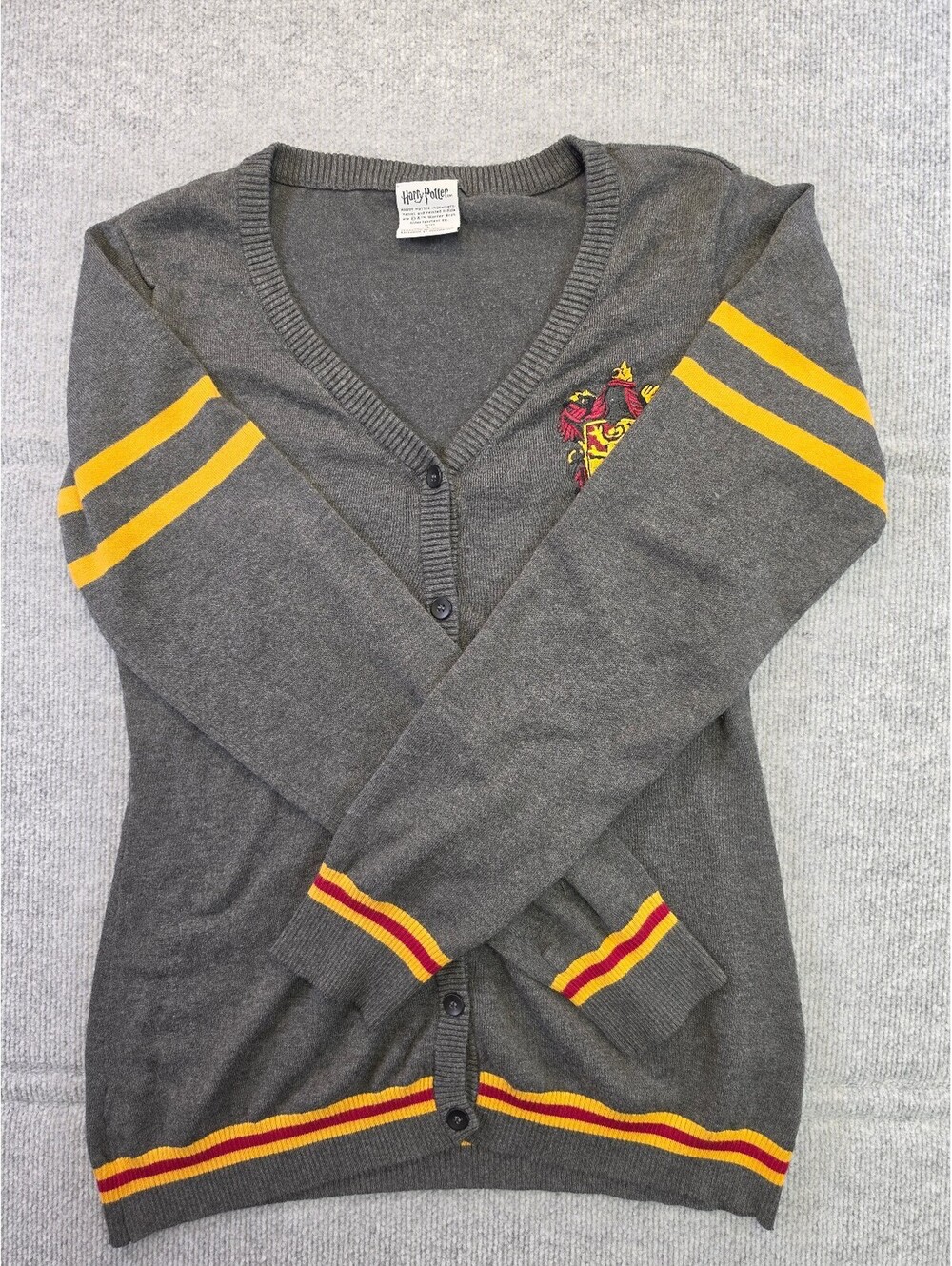 Harry Potter Gryffindor Cardigan Sweater Gray Women's L Button Front